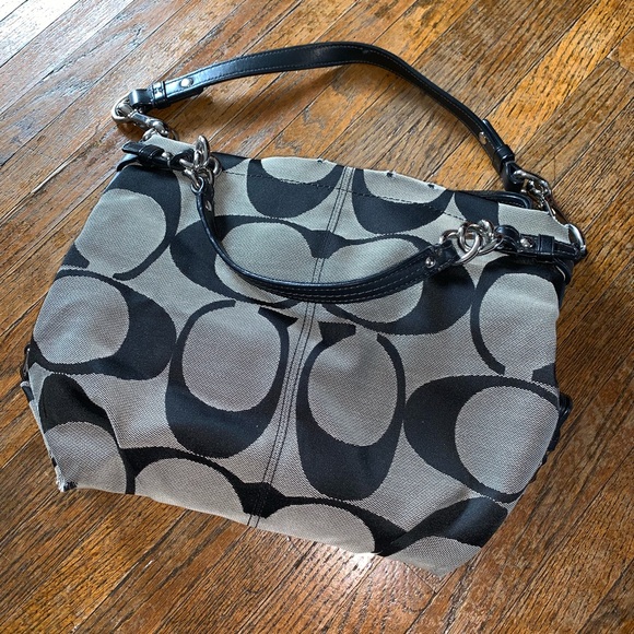 Coach Handbags - Coach Handbag Purse w/ Strap Grey Red Lining